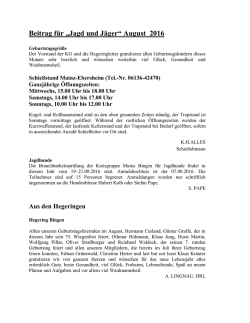 Jagd und J&auml;ger August 2016 - Kreisgruppe Mainz