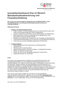 Stellenangebot - GBW - Genossenschaft für Bauen und Wohnen eG