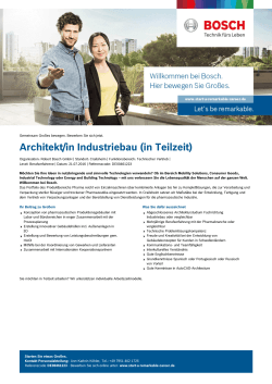 Architekt/in Industriebau (in Teilzeit)