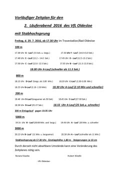 geänderter Zeitplan