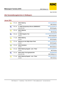 Alle Veranstaltungstermine in S&uuml;dbayern Motorsport Termine 2016
