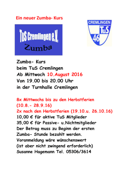 Ein neuer Zumba- Kurs