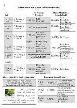 Gottesdienste - Kirchengemeinde St. Jakobus Creu&szlig;en