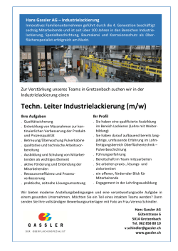 Techn. Leiter Industrielackierung (m/w)