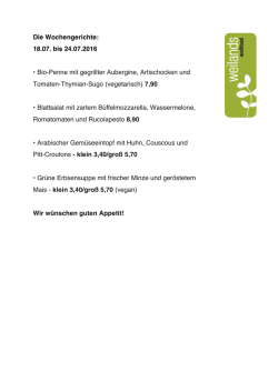 Die Wochengerichte - weilands wellfood