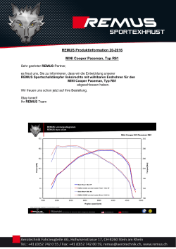 REMUS Produktinformation 20-2016 MINI Cooper Paceman, Typ R61