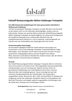 Falstaff Restaurantguide Edition Salzburger Festspiele