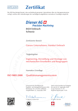 Zertifikat - Diener AG