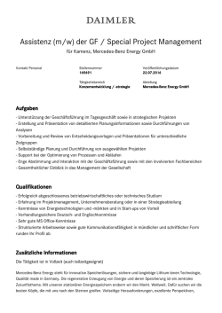 Assistenz (m/w) der GF / Special Project Management