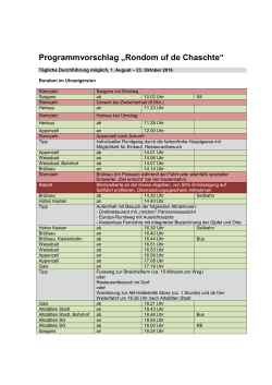 Programmvorschlag „Rondom uf de Chaschte“