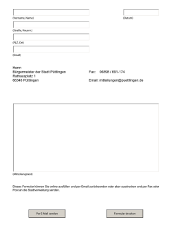 Herrn B&uuml;rgermeister der Stadt P&uuml;ttlingen Fax: 06898 / 691