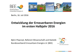 Entwicklung der Erneuerbaren Energien im ersten Halbjahr