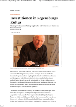 Investitionen in Regensburgs Kultur - Kultur