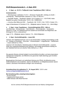 KHJÖ-Bergwochenende 2. – 4. Sept. 2016