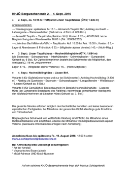 KHJÖ-Bergwochenende 2. – 4. Sept. 2016