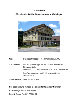 Zu vermieten: Büroräumlichkeit im Gemeindehaus in Walkringen