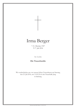 Irma Berger - Bestattung Jung