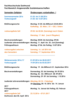 Semesterzeitplan Sommersemester 2016 und Wintersemester 2016