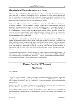 Message from the FIJET President