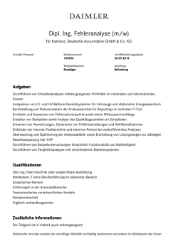 Dipl. Ing. Fehleranalyse (m/w)