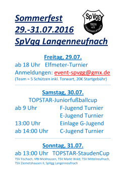Sommerfest 29.-31.07.2016 SpVgg Langenneufnach Freitag, 29.07.