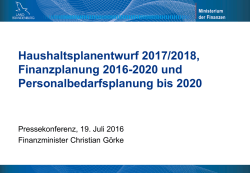 Haushaltsplanentwurf 2017/2018, Finanzplanung 2016