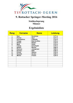 9. Rottacher Springer-Meeting 2016 Ergebnisliste