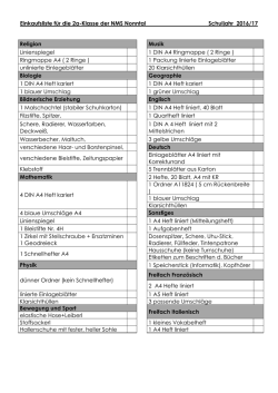 Einkaufsliste 2a 2016 / 17