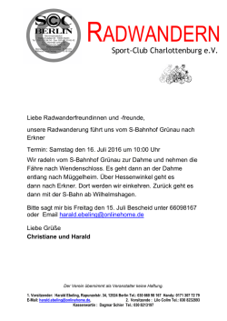 INFO - Herzlich Willkommen bei der Radwandern Abteilung des