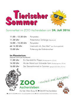 Tierischer Sommer - Zoo Aschersleben