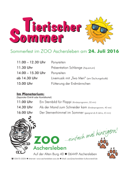 Tierischer Sommer - Zoo Aschersleben