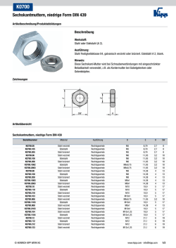 Datenblatt K0700 Sechskantmuttern, niedrige Form DIN 439