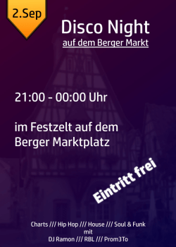Disco Night am 02.09.2016 ab 21 Uhr