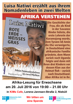 Afrika-Lesung für Erwachsene am 20. Juli 2016 von 19:00 – 21.00 Uhr
