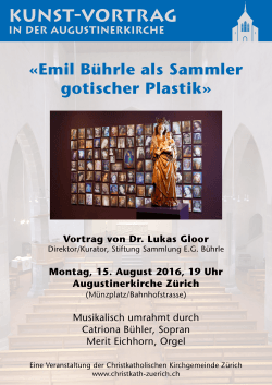 Kunst-Vortrag - bei der christkatholischen Kirchgemeinde Zürich