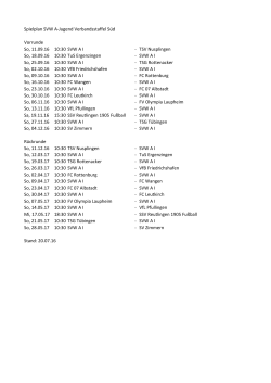 Spielplan SVW A-Jugend Verbandsstaffel Süd Vorrunde So, 11.09