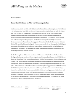 Mitteilung an die Medien