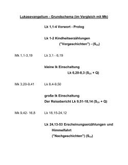 Lukasevangelium - Grundschema (im Vergleich mit Mk) Lk 1,1