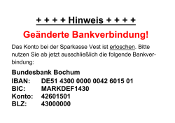 Hinweis ge&auml;nderte Bankverbindung