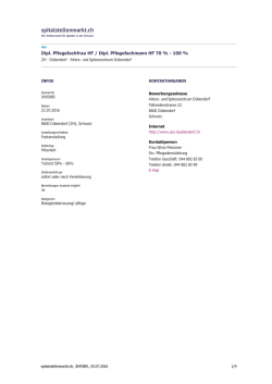 Dipl. Pflegefachfrau HF / Dipl. Pflegefachmann HF 70 % - 100
