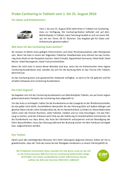 Probe-Carsharing in Toblach vom 1. bis 31. August