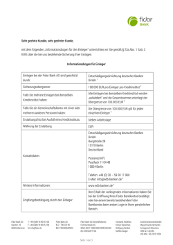 Informationsbogen f&uuml;r den Einleger