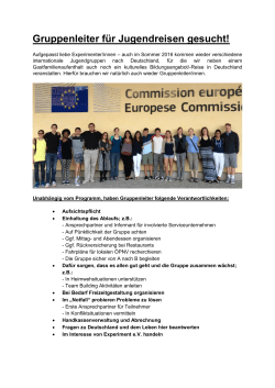 Gruppenleiter f&uuml;r Jugendreisen gesucht!