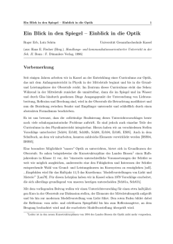Ein Blick in den Spiegel &ndash; Einblick in die Optik