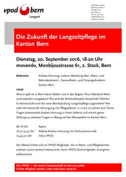 Die Zukunft der Langzeitpflege im Kanton Bern