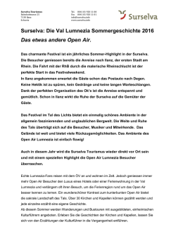 Die Val Lumnezia Sommergeschichte 2016 Das