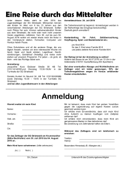 Eine Reise durch das Mittelalter Anmeldung