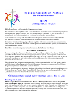 Die Woche im Zentrum Nr. 170 - Evangelische Gemeinde in Thailand