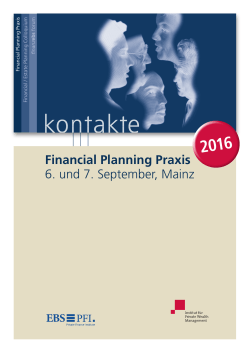 Financial Planning Praxis 6. und 7. September, Mainz