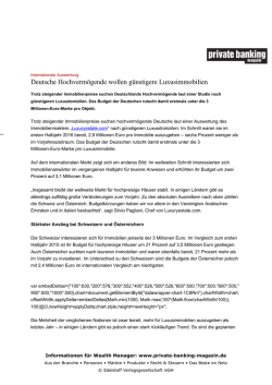 Deutsche Hochvermögende wollen günstigere Luxusimmobilien